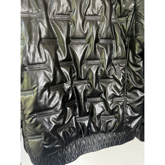 Fried Denim NYC New York Black Puffer Winter Bomber Snap Button Jacket Large - Picture 5 of 9